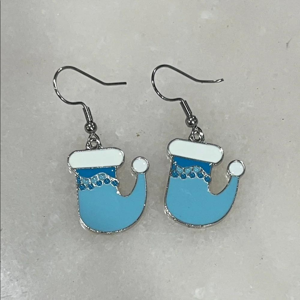 Chic Blue Santa Hat Earrings